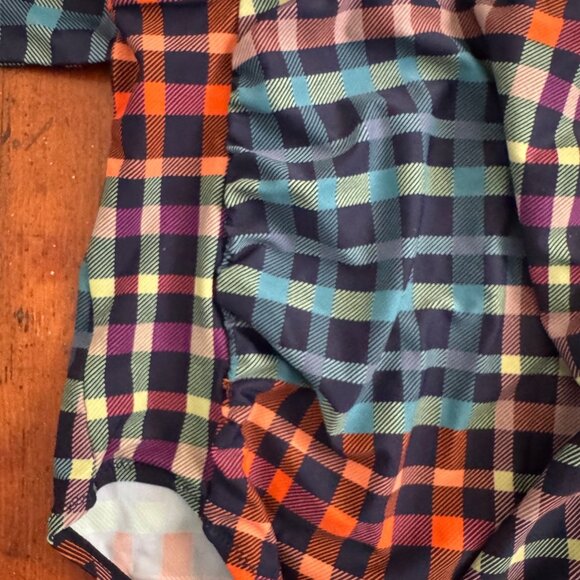 Motherhood Maternity One Piece Swim Suit Size Small Plaid Multicolor Beach Pool - Picture 4 of 7